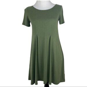Silence + Noise Green Modal Short Sleeve Scoop Neck Business Career Dress XS/C32